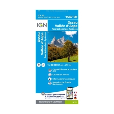 IGN - Ossau / Vallée D'Aspe / Parc National des Pyrénées - Carte topographique
